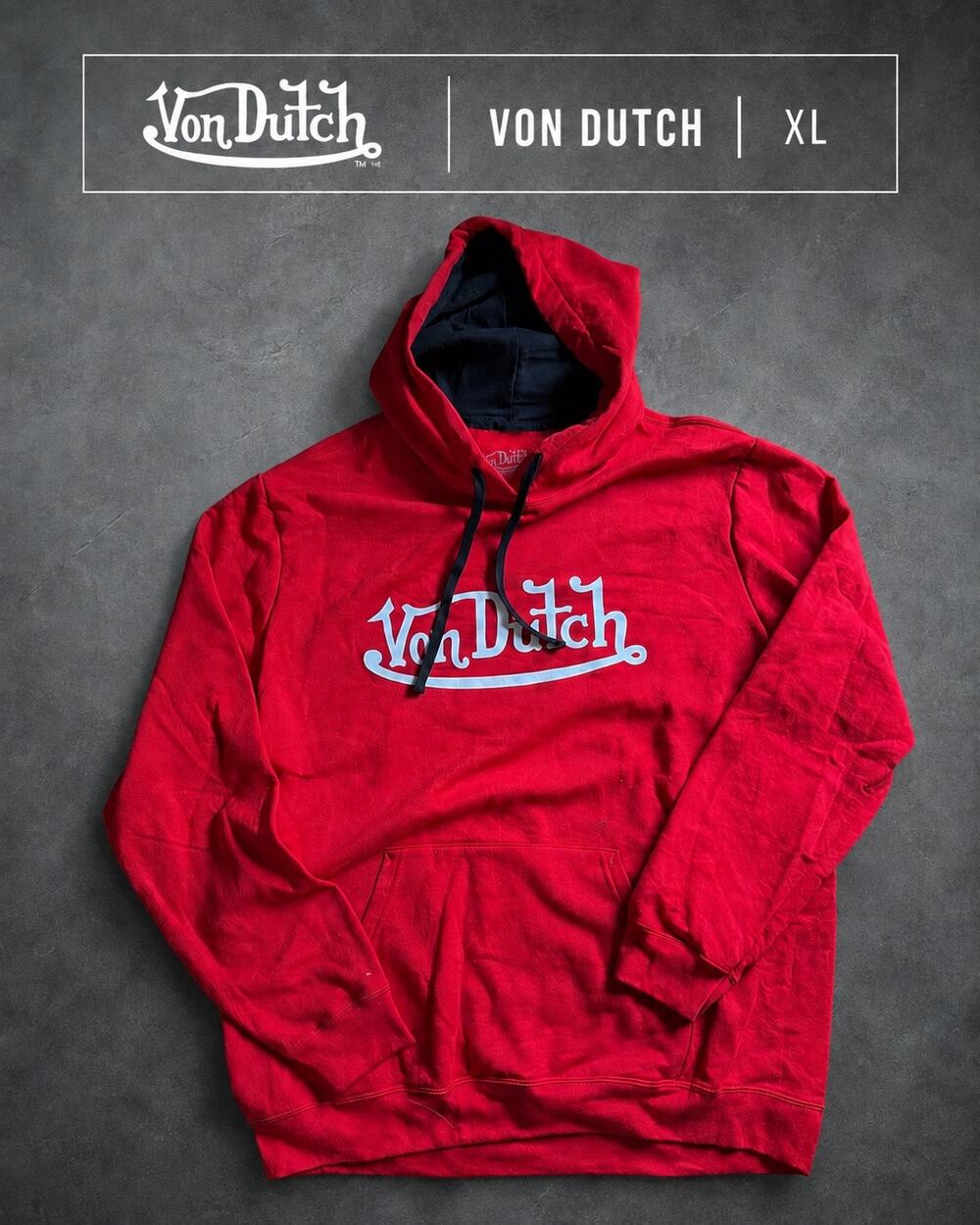 Von Dutch Red Logo Pullover Hoodie XL NWOT